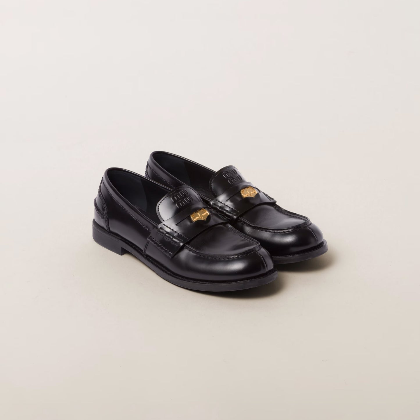 MiuMiu Brushed leather penny loafers