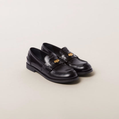 MiuMiu Brushed leather penny loafers