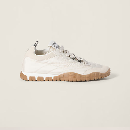 MiuMiu Tyre technical fabric and suede sneakers