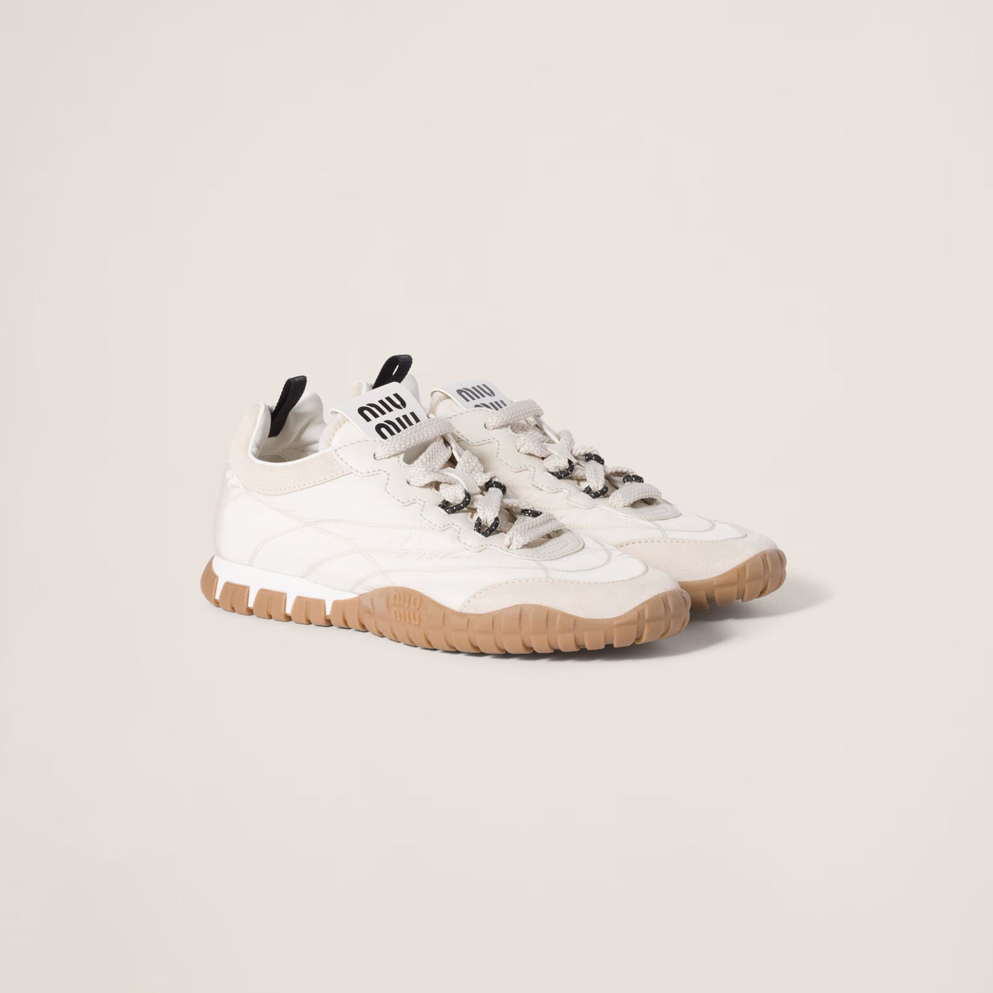 MiuMiu Tyre technical fabric and suede sneakers