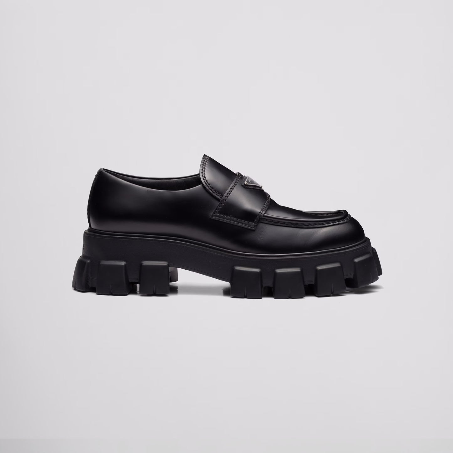 PRADA Monolith 55mm Loafer Black Brushed Leather